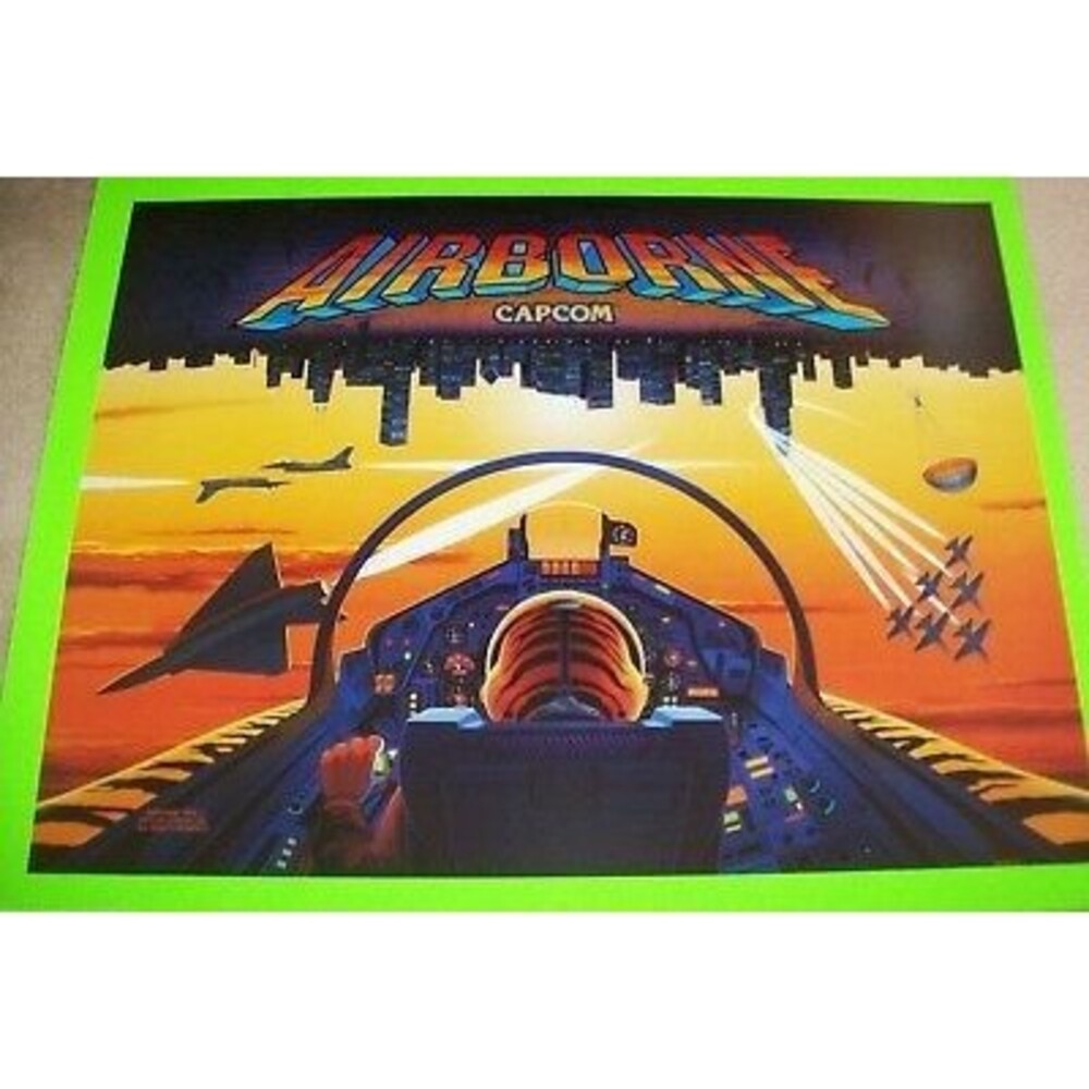 Capcom AIRBORNE Original NOS Pinball Machine Translite Military Aircraft Artwork
